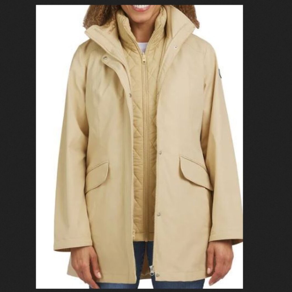 Lands' End Ladies' 3-in-1 Systems Jacket / Coat With Jacket + Vest Tan  Size S